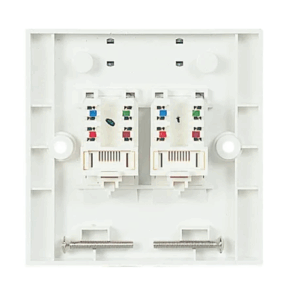 Fixed Wallplate 2xRJ45 568B, STP, PowerCat 5e, White