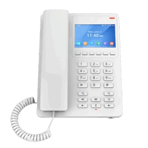 Grandstream GHP630, Compact Hotel IP Phone, 2 SIP accounts, 2 lines, 1x Ethernet 10/100 PoE, 480x320 (3.5") Color LCD, no PSU, White