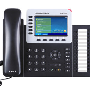 Grandstream GXP2160, 6-line Enterprise HD IP Phone, 480x272 TFT color LCD, 24+6 speed keys, dual GigE with 802.3af PoE, Bluetooth, USB, (with PS)