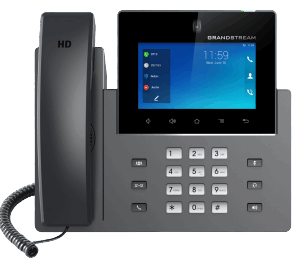 Grandstream  GXV3450 IP Video Phone, 5 inch 1280x720 capacitive touch screen, 16 lines with up to 16 SIP accounts, 2 mega-pixel CMOS camera, Wi-Fi 5 and Bluetooth 5.0, dual Gigabit ports with PoE/PoE+