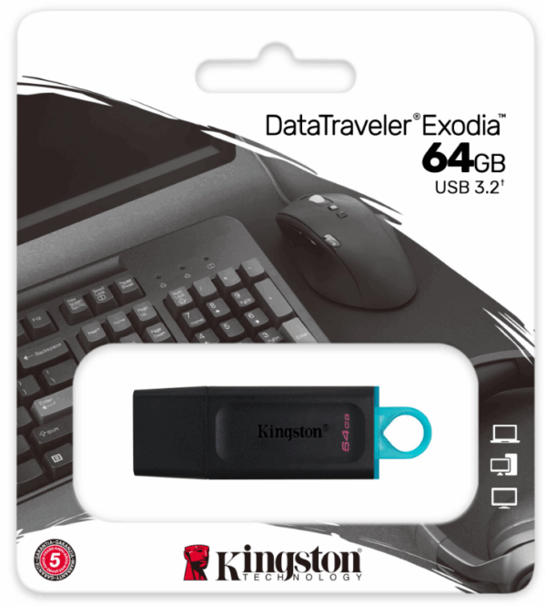 Kingston 64GB USB3.2 Gen 1 DataTraveler Exodia (Black + Teal) 1 02 cfd19b9d 226a 11eb 8643 00155d027310