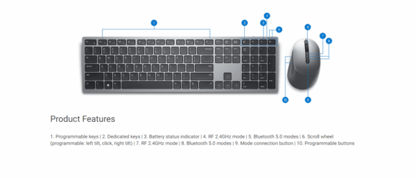 Dell Premier Multi-Device Wireless Keyboard and Mouse - KM7321W - Russian 3 04 edf3e2b7 3be0 11ed 87f4 00155da1d80e