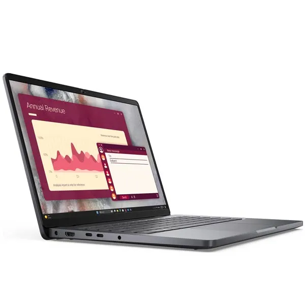Dell BTO010_PC14250_EMEA_UBU Pro 14 PC14250 14" FHD+ Core 5 120U 512GB SSD Laptop 1 Dell Pro 14 PC14250, артикул BTO010_PC14250_EMEA_UBU: три четверти слева, ноутбук открыт