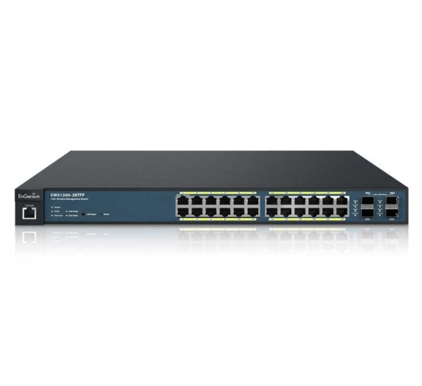 EnGenius Networks EWS1200-28TFP 50AP Wireless Management 24-port GbE PoE.at Switch 410W 4SFP L2 19i