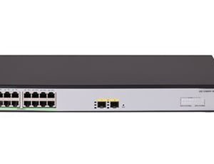 H3C S1600V2-18P, артикул 9801A682: коммутатор в стойку, вид спереди: 16 медных портов двумя рядами и два слота SFP