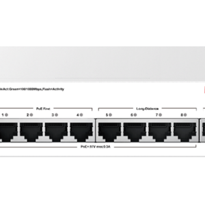 H3C Aolynk ES100-10G-HP, артикул 9801A8G6: официальный студийный кадр: коммутатор в три четверти спереди, фон прозрачный, на…