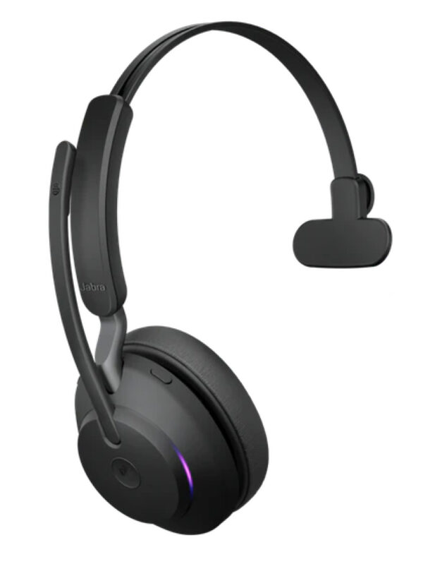 JABRA 26599-899-989, артикул 26599-899-989: три четверти, микрофон поднят, индикатор