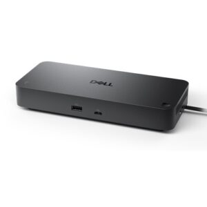Dell 210-BRFL Pro Thunderbolt 4 Smart Dock SD25TB4, артикул 210-BRFL: док сверху-сбоку на белом, спереди видны USB-A и USB-C, логотип Dell на крышке