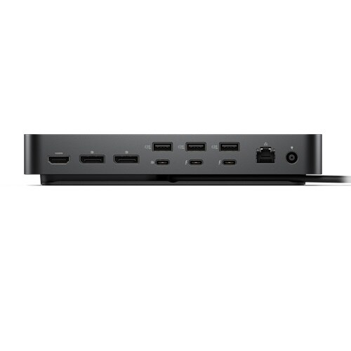 Dell 210-BRFL Pro Thunderbolt 4 Smart Dock SD25TB4, артикул 210-BRFL: док сверху-сбоку на белом, спереди видны USB-A и USB-C, логотип Dell на крышке