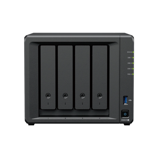 Synology DiskStation DS925+ 4-Bay NAS, AMD Ryzen V1500B, 4 GB ECC RAM, 2 × 2.5GbE, 2 × M.2 NVMe (DS925+) Synology DiskStation DS925+ 4-Bay NAS, AMD Ryzen V1500B, 4 GB ECC RAM, 2 × 2.5GbE, 2 × M.2 NVMe (DS925+)